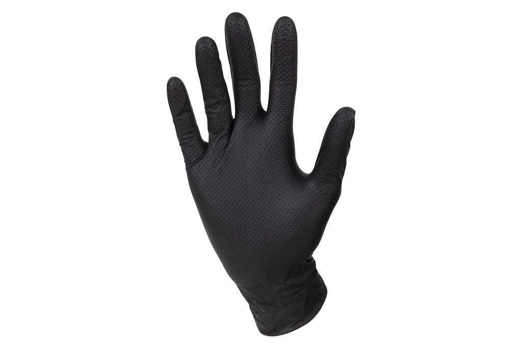 Caja 100 Uds. Guantes de Nitrilo Negro Diamantado 8,5 G Talla M