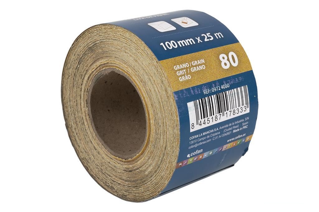 Rollo Lija de Papel 100 X 25 M. G.80
