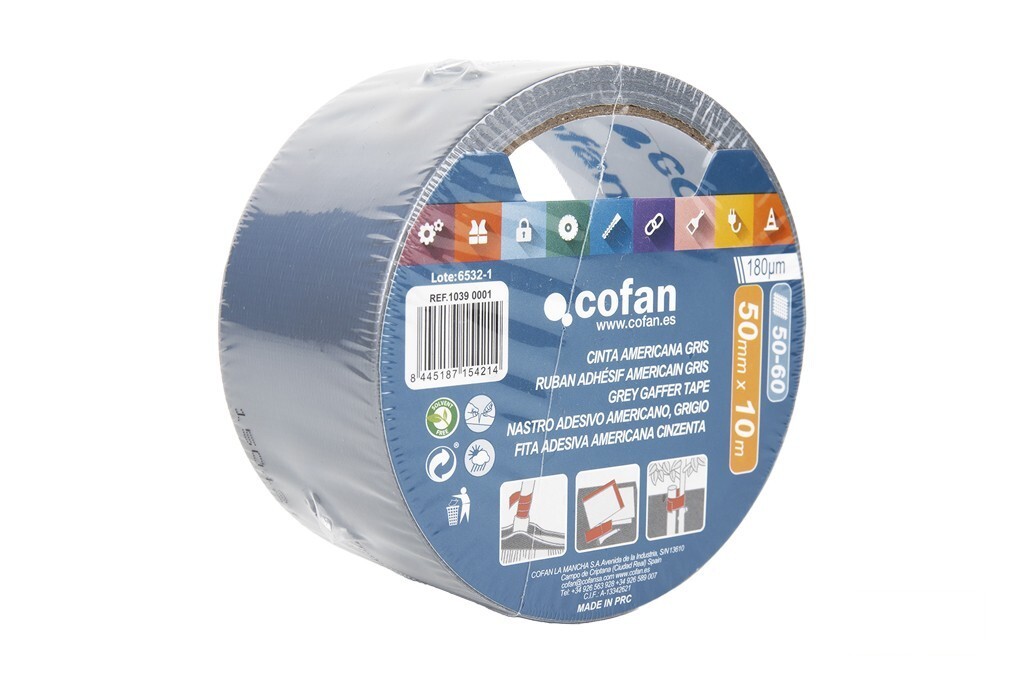Cinta Americana Gris 180 Micras 50 Mm X 10 M