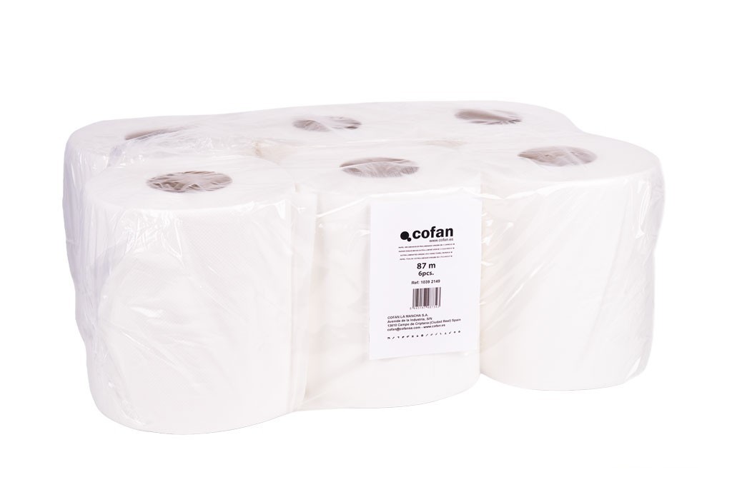 Papel Secamanos Virgen Extralaminado de 2 Capas 90 M (6 Rollos)