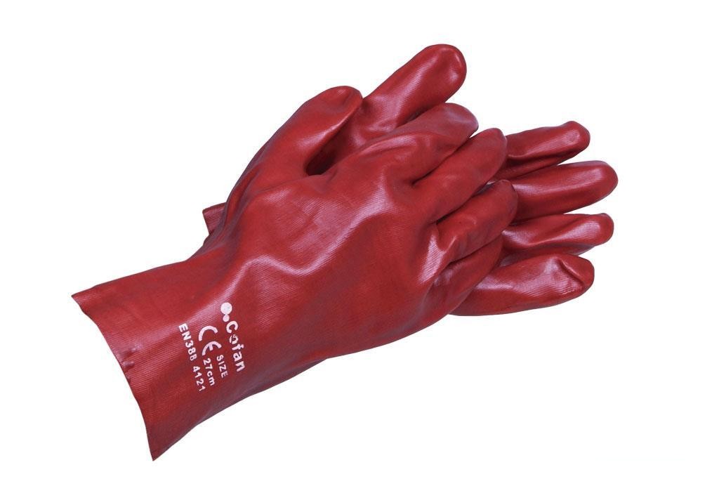 Blíster de Guante de Pvc Rojo 27 Cm Venta Unitaria