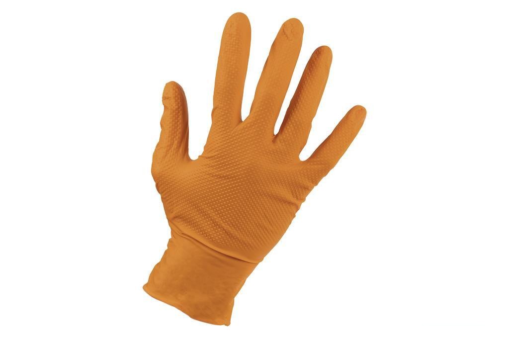 Caja 100 Uds. Guantes de Nitrilo Naranja Diamantado 8,5 G Talla S - vista alternativa