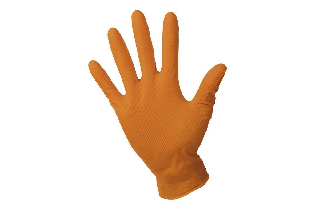 Caja 100 Uds. Guantes de Nitrilo Naranja Diamantado 8,5 G Talla Xl