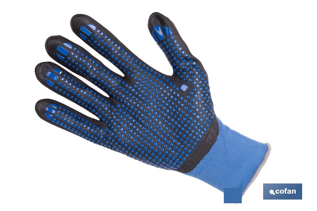 Guante Impregnado con Puntos Azules de Nitrilo Talla 7 Venta Unitaria - vista alternativa
