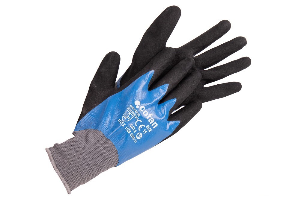 Guante Impregnado Sandy Doble Capa de Nitrilo Azul Talla 10