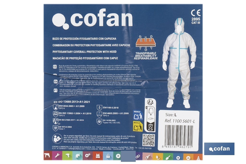Buzo C/Capucha Fitosanitarios Iso 27065 Talla L - vista alternativa
