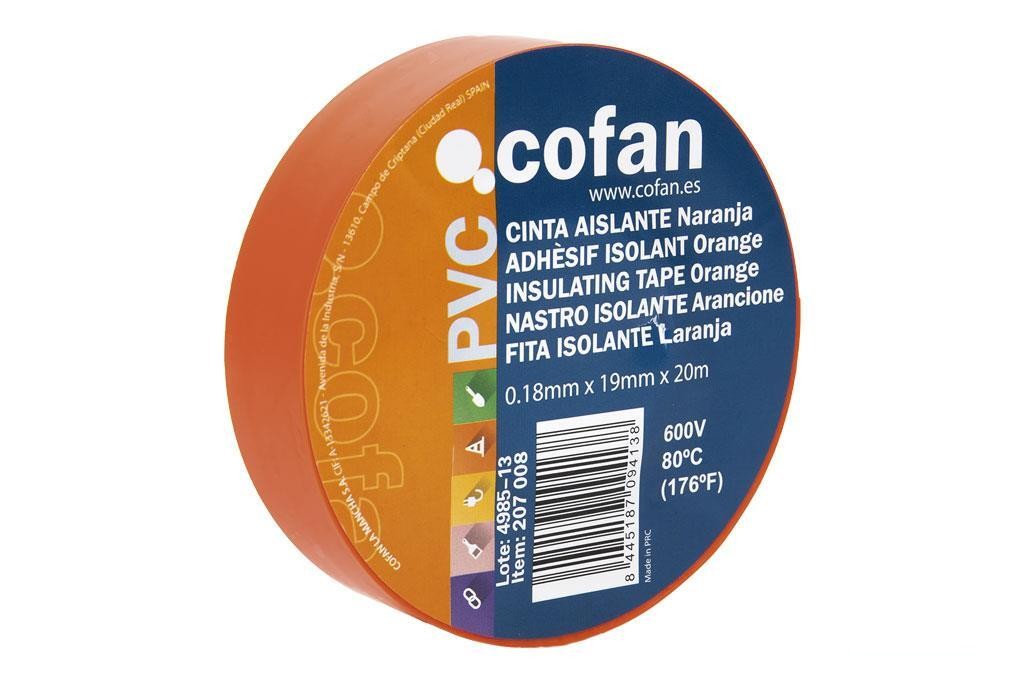 Cinta Aislante 180 Micras Naranja 19Mmx20 Metros Venta Unitaria