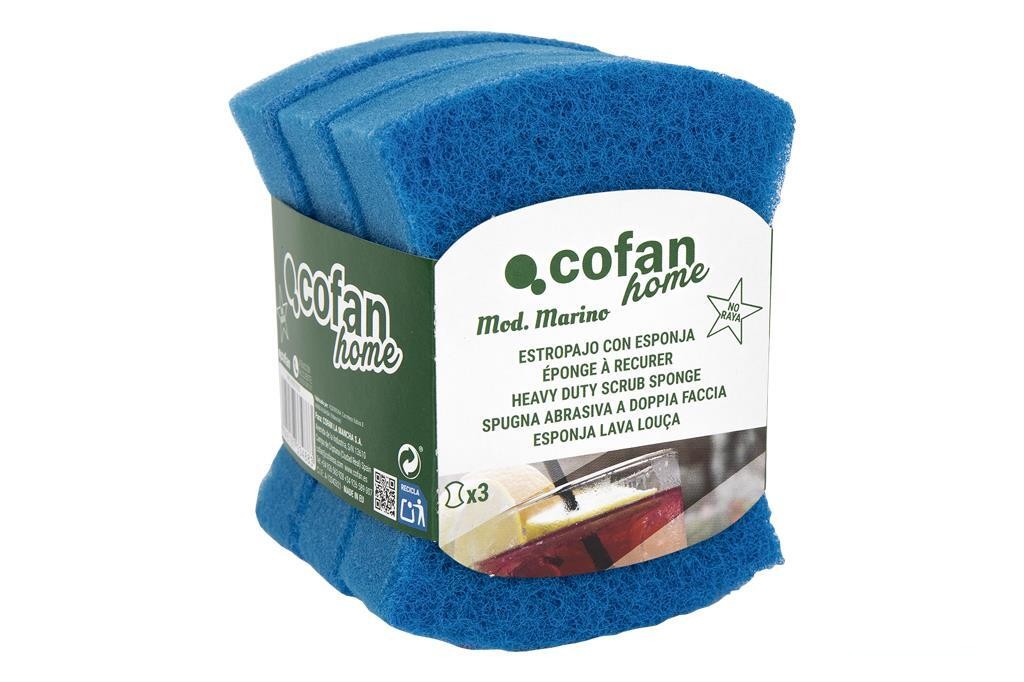 Pack de 3 Estropajos Azules con Esponja