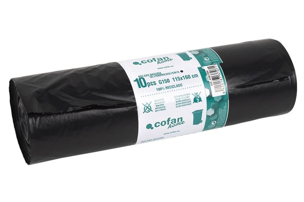 Pack 10 Bolsas Basura115X160Cm Galga 150 Negro