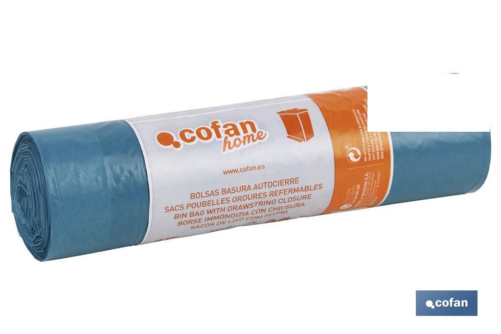 Bolsa de Basura Autocierre 55X55 G.65 Color Azul 15 Uds