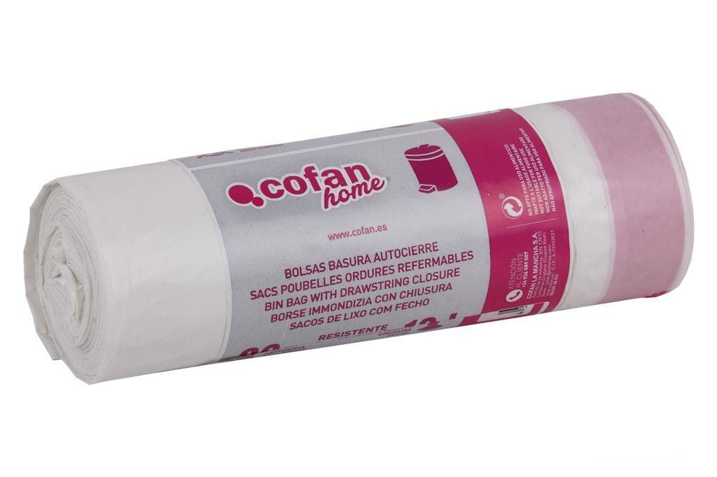 Bolsa de Basura Autocierre 35X50 G.120 Color Blanco 20 Uds