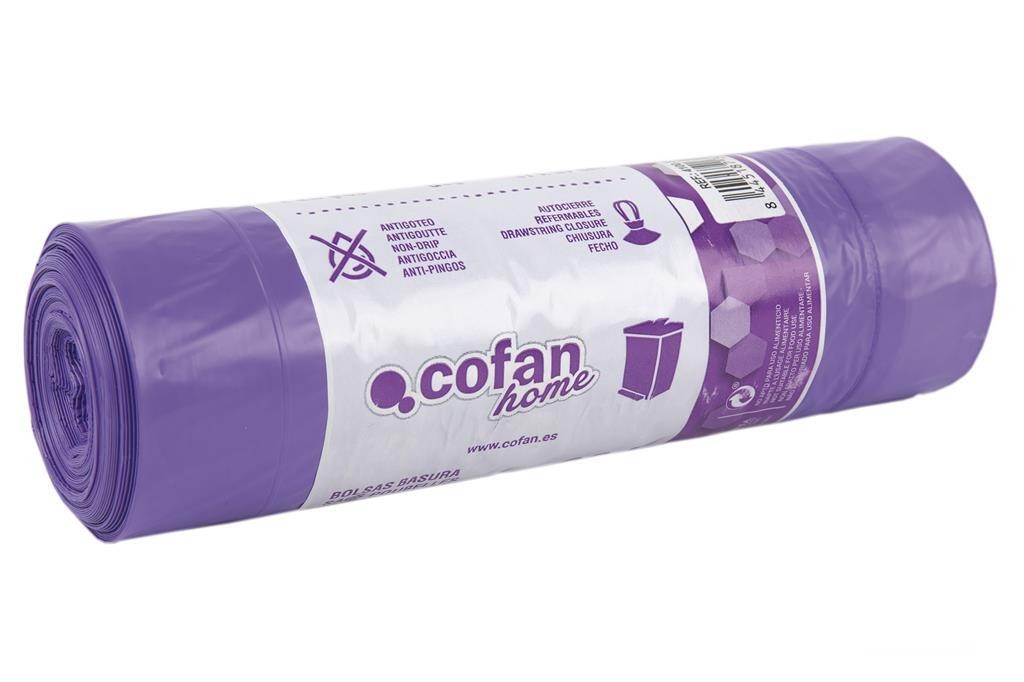 Bolsa de Basura Autocierre Perfumada Lavanda 57 X 57 G.90 Color Violeta 15 Uds 30l