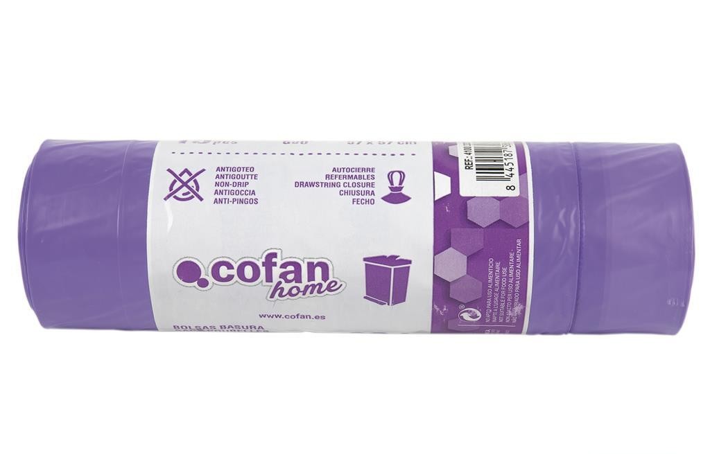 Bolsa de Basura Autocierre Perfumada Lavanda 57 X 57 G.90 Color Violeta 15 Uds 30l - vista alternativa