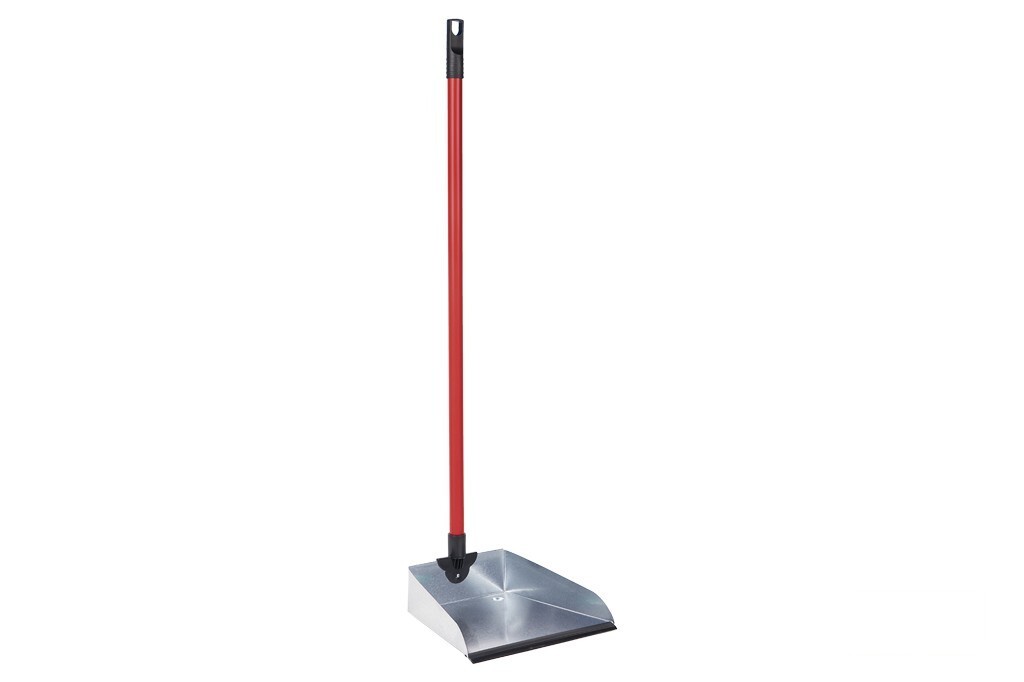 Recogedor Metálico Galvanizado con Goma y Mango 83 X 24 Cm