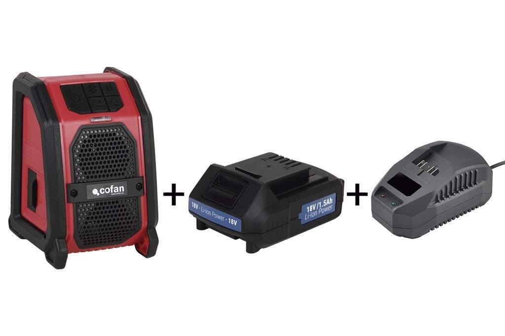 Pack de Altavoz Bluetooth, Bateria 1.5Ah y Cargador