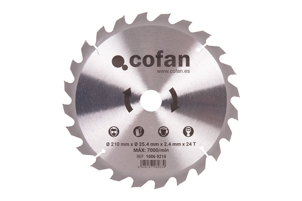Disco Corte para Madera Ø210 Mm X 25,4 Mm X 2,4 Mm, 24 Dientes