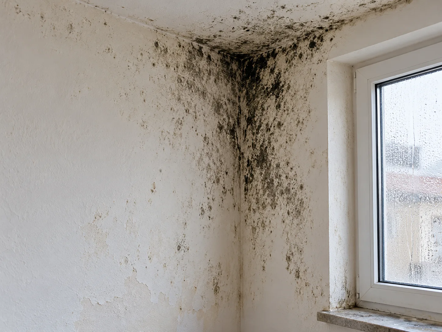 Imagen de pared interior con moho por condensación
