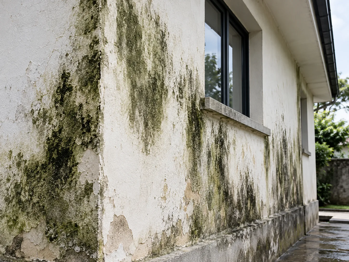 moho en pared de fachada