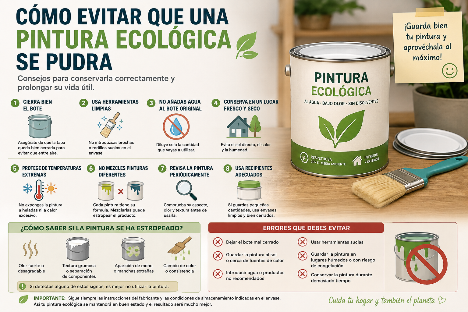 Cómo evitar que una pintura ecológica se eche a perder: consejos para conservarla correctamente