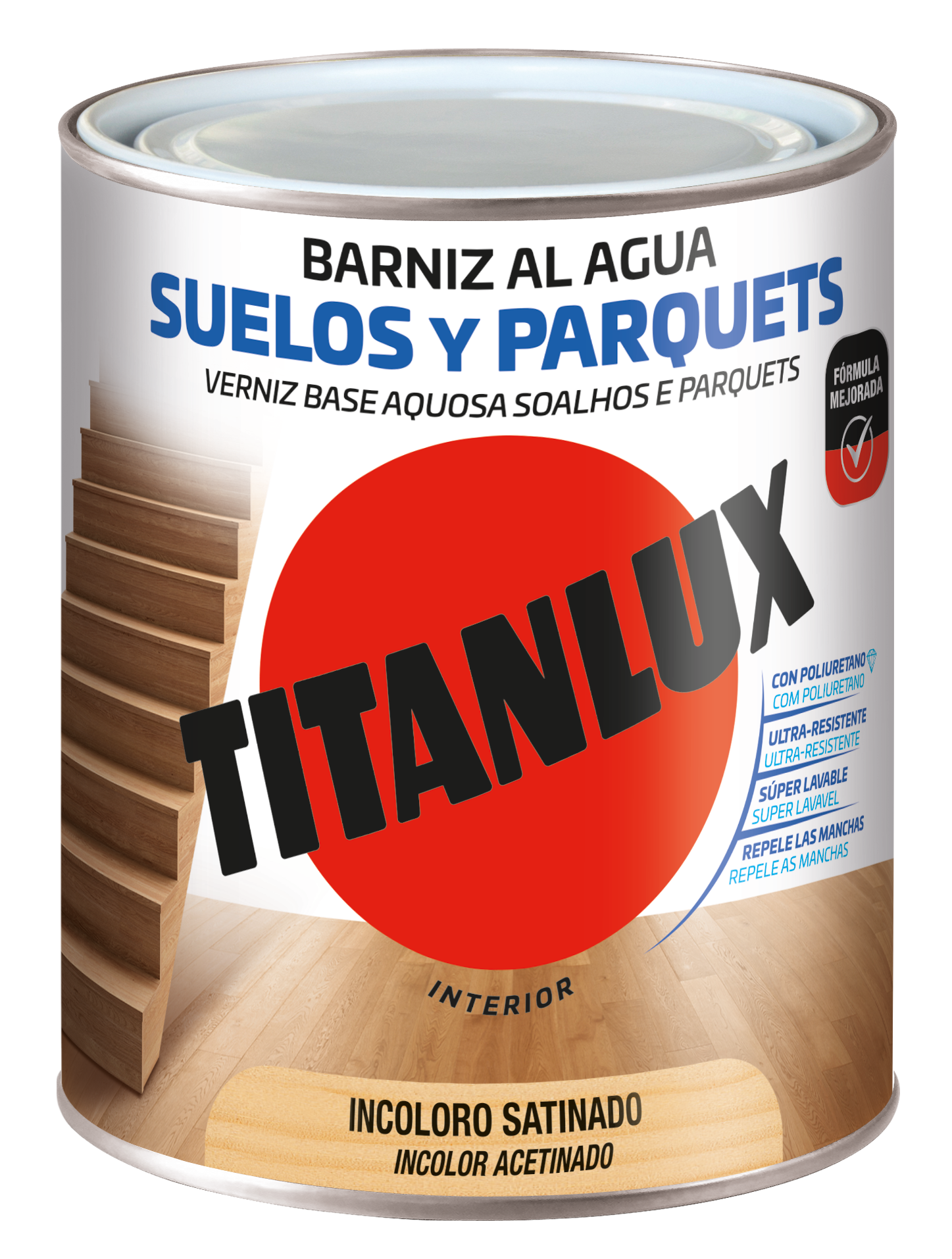 Titanlux Barniz Poliuretano al Agua Ecológico Suelos y Parquets Satinado