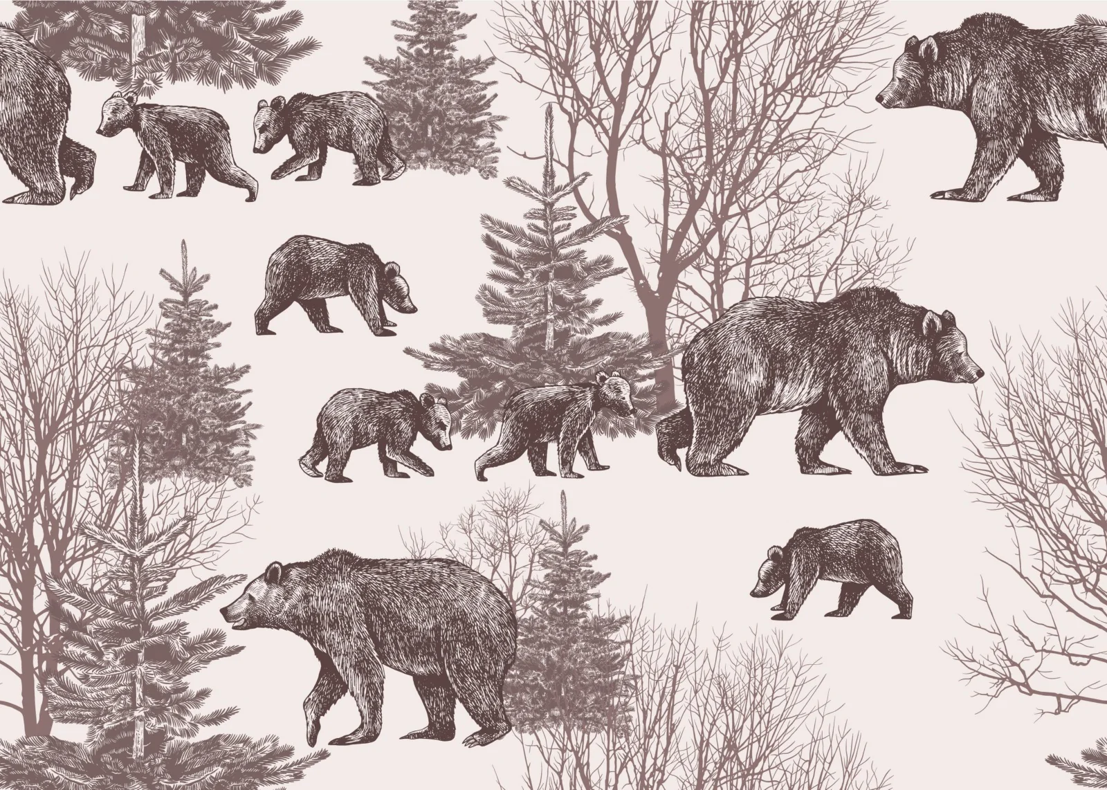Papel pintado Alaska | Bosque y Osos - vista alternativa