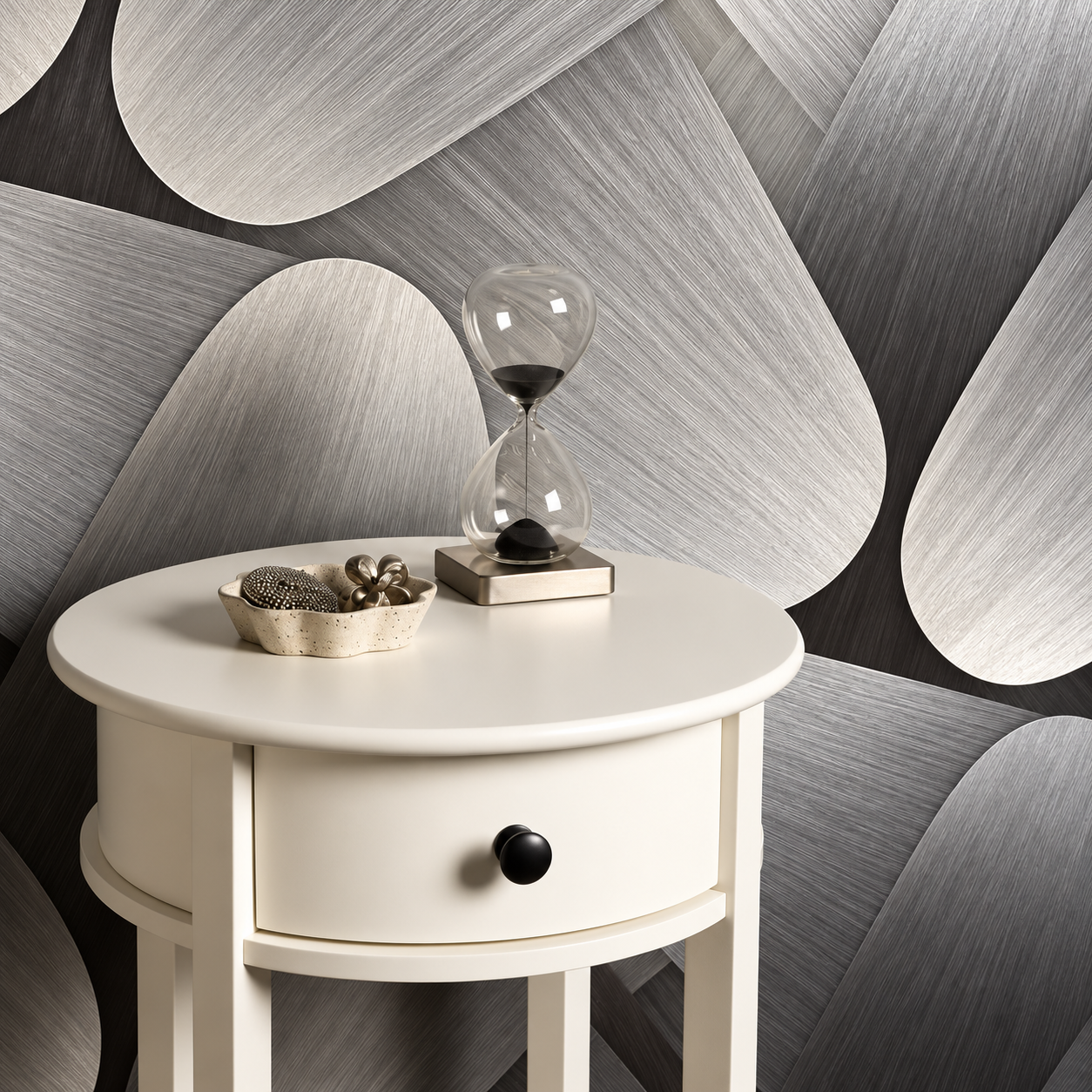 Papel Pintado Diseño Abstracto Geométrico en Gris y Plata