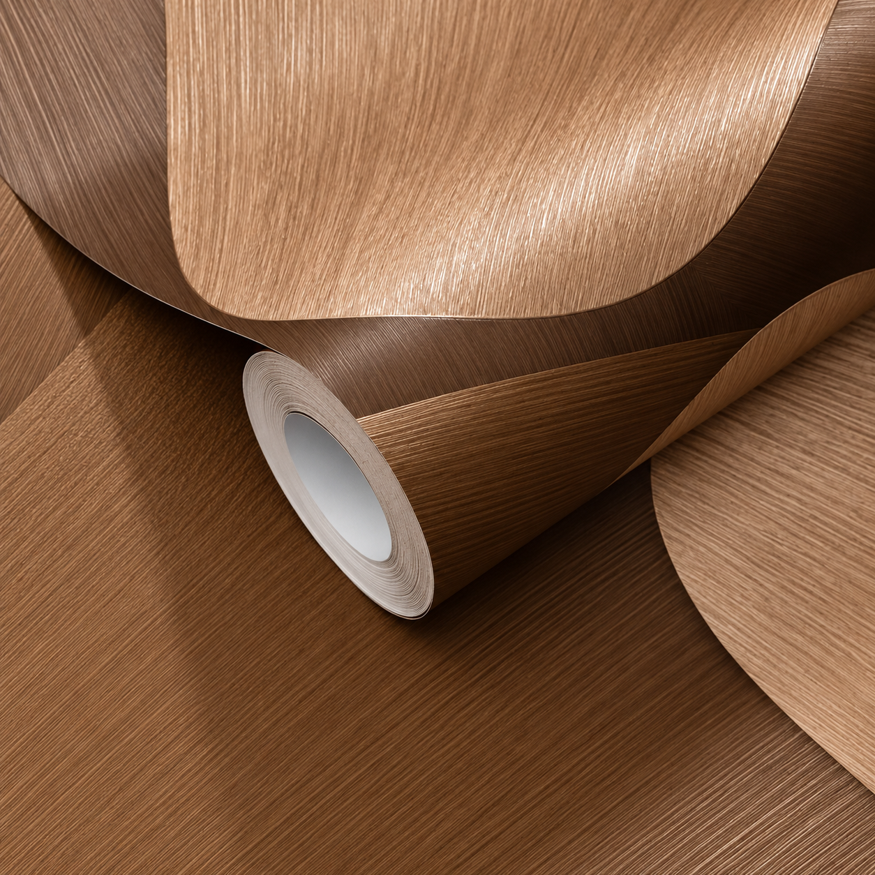Papel Pintado Formas Orgánicas Efecto Madera en Tonos Marrón