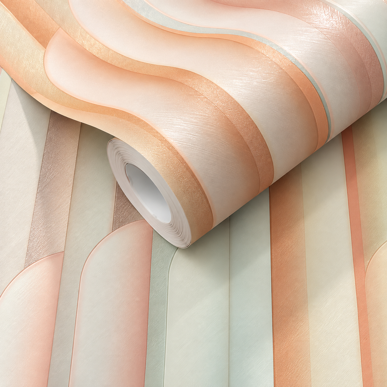 Papel Pintado Formas Orgánicas en Tonos Rosa, Beige y Verde Salvia - vista alternativa