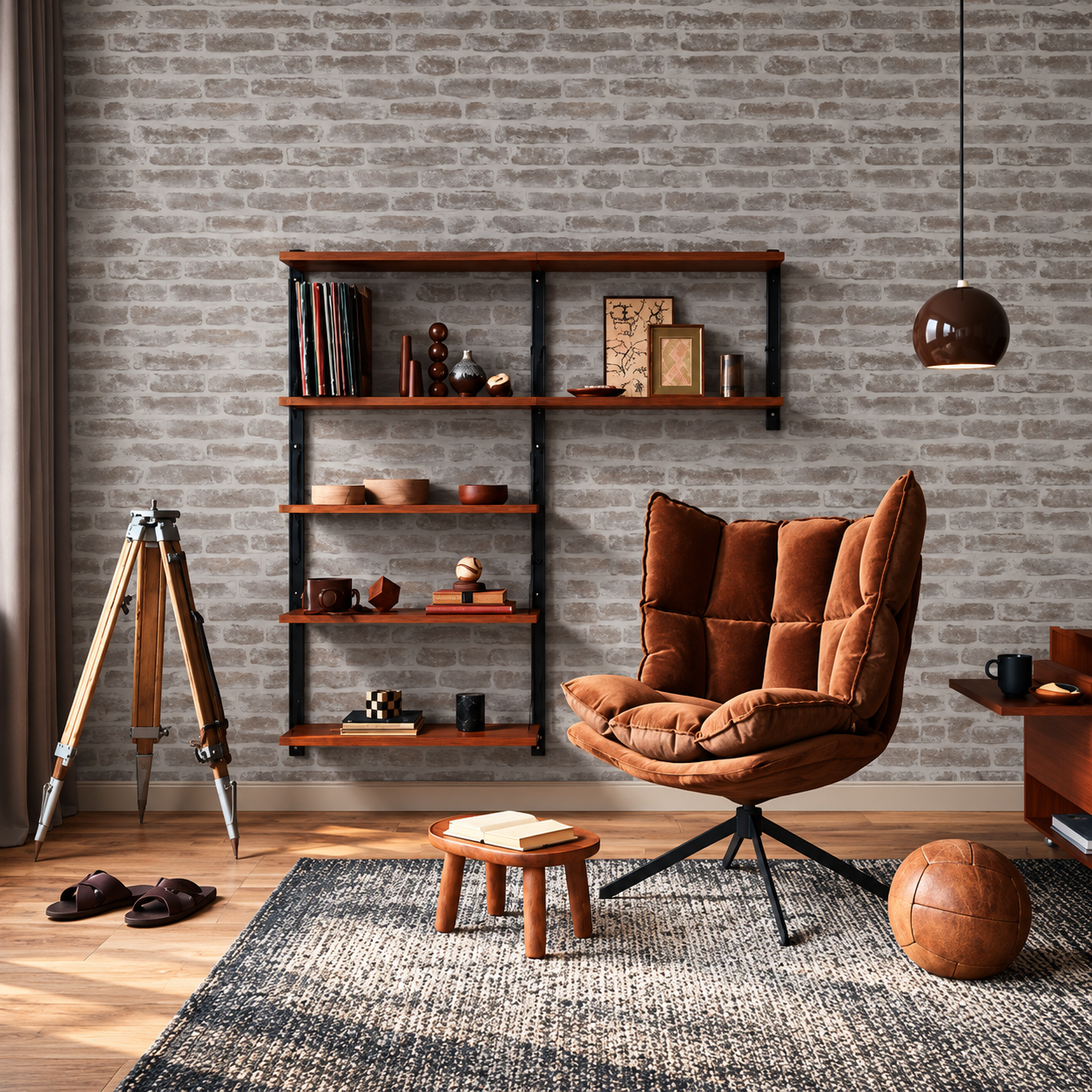 Papel Pintado Ladrillo Visto Gris de Estilo Industrial - vista alternativa