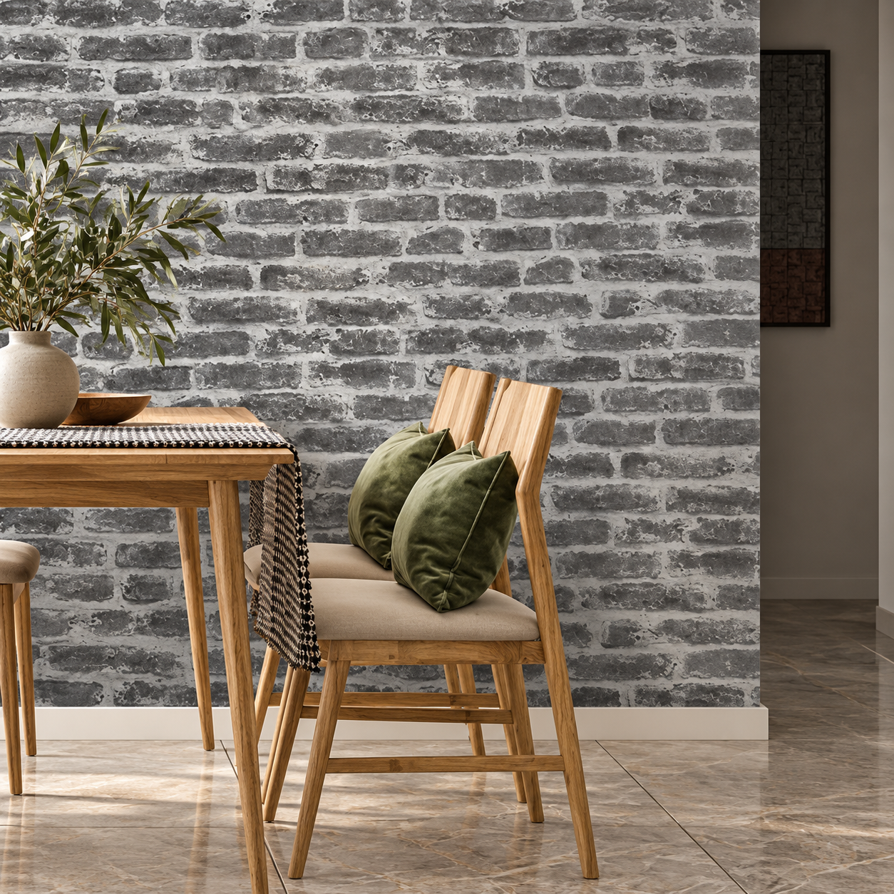 Papel Pintado Ladrillo Visto Gris de Estilo Industrial