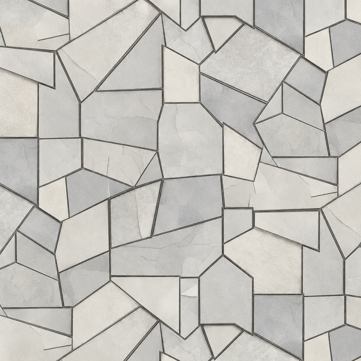 Papel Pintado Mosaico Geométrico en Blanco y Gris