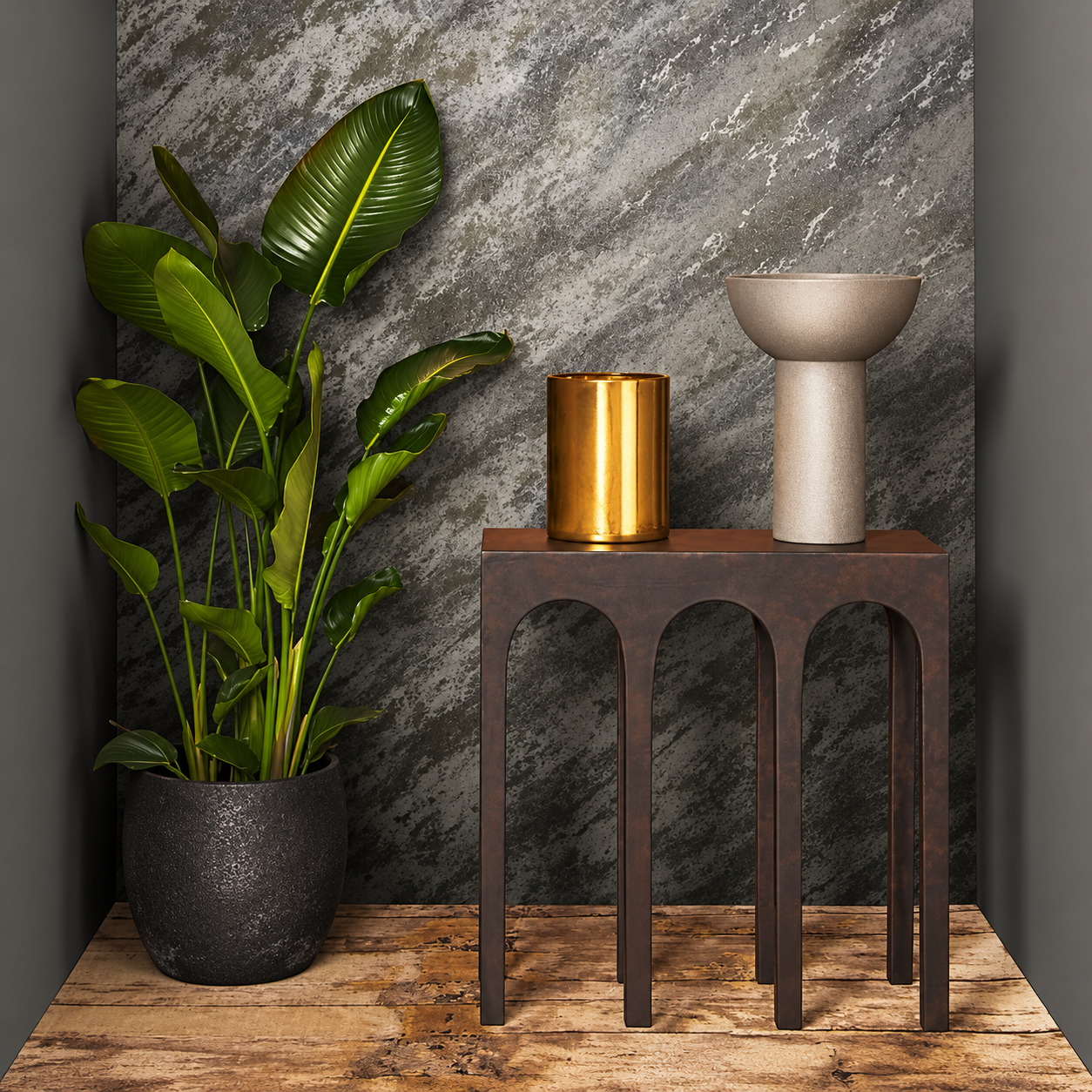 Papel Pintado Diseño Mineral en Tonos Gris