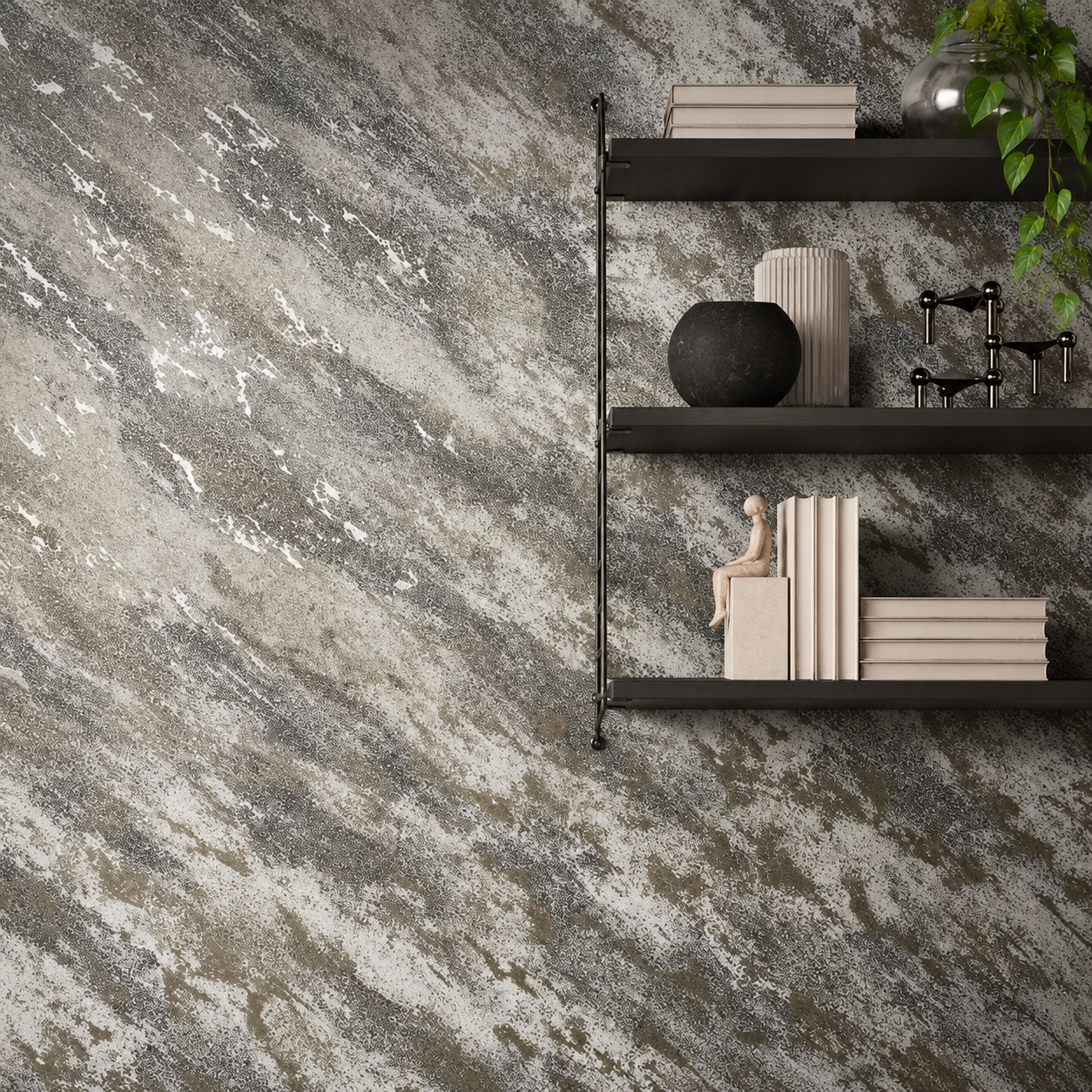 Papel Pintado Diseño Mineral en Tonos Gris - vista alternativa