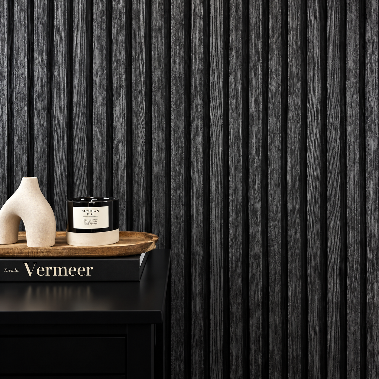 Papel Pintado Listones de Madera Negro – Elegancia y Estilo Contemporáneo - vista alternativa