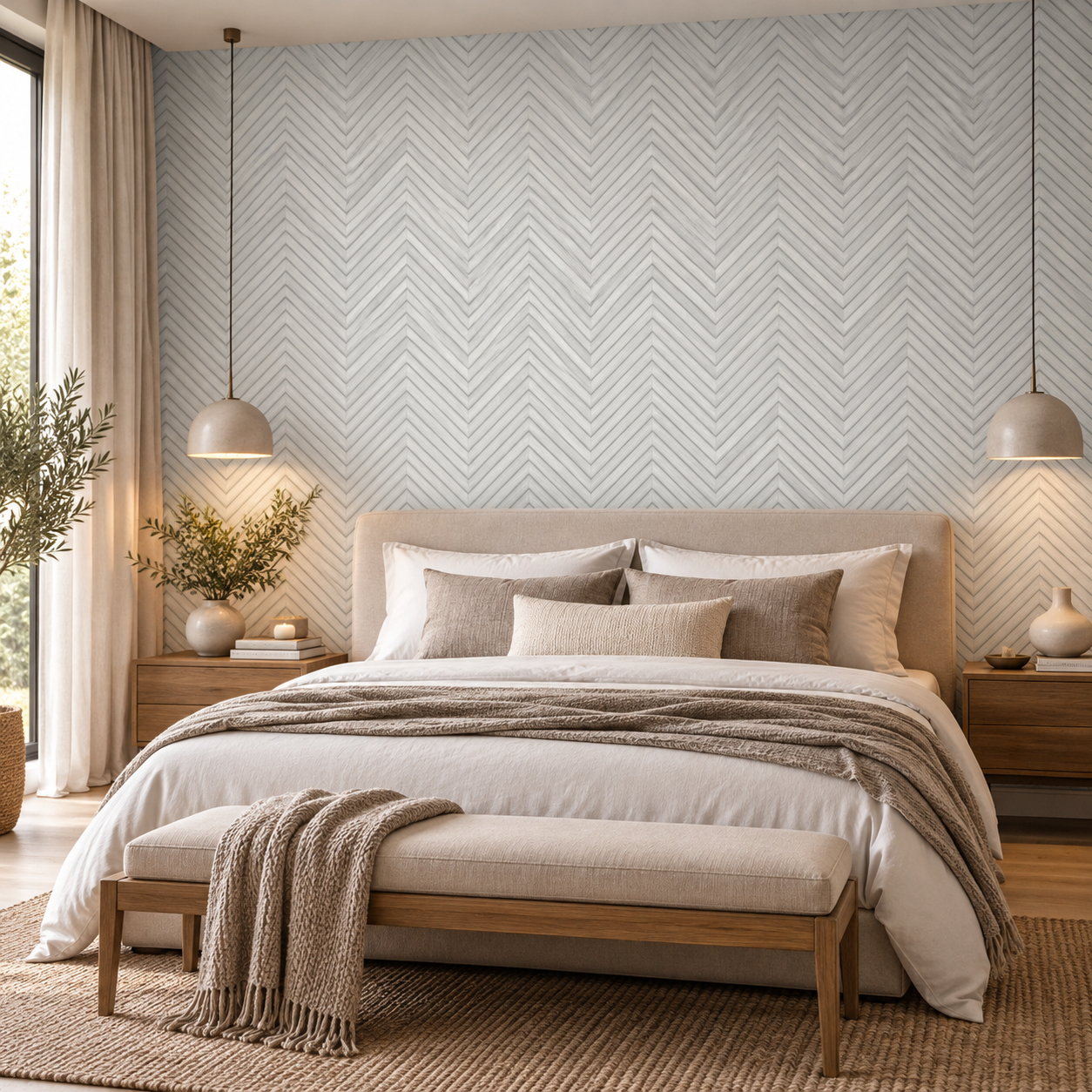 Papel Pintado Efecto Madera en Espiga color gris