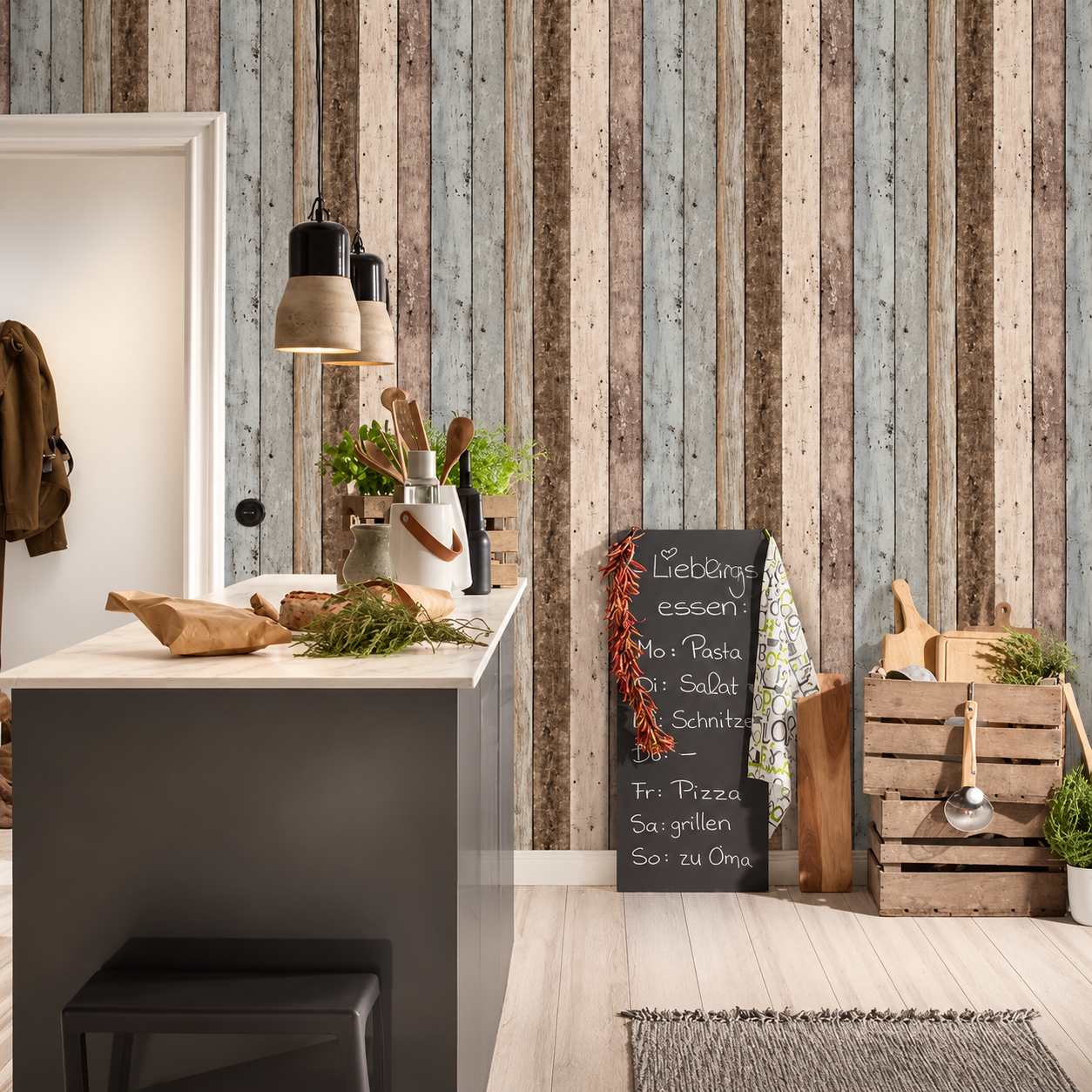 Papel Pintado Efecto Madera Envejecida