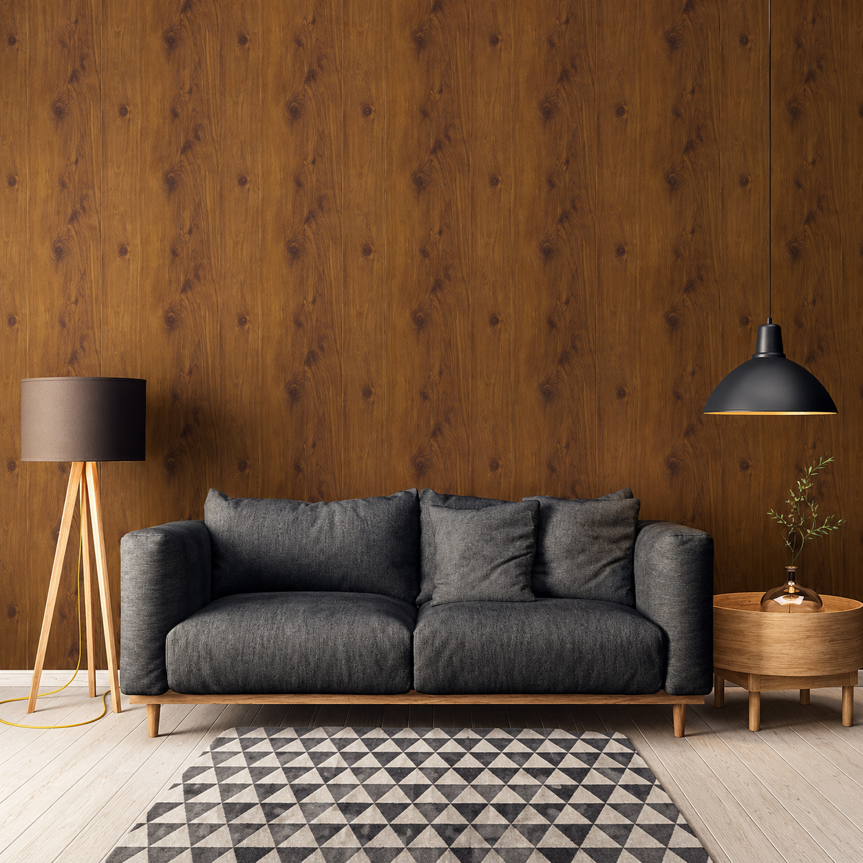 Papel Pintado Efecto Madera Natural en Tono Nogal - vista alternativa