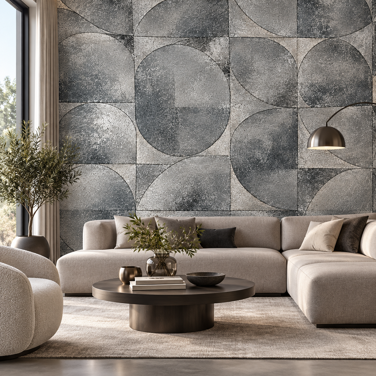 Papel Pintado Elegancia Geométrica en Tonos Plateados - vista alternativa